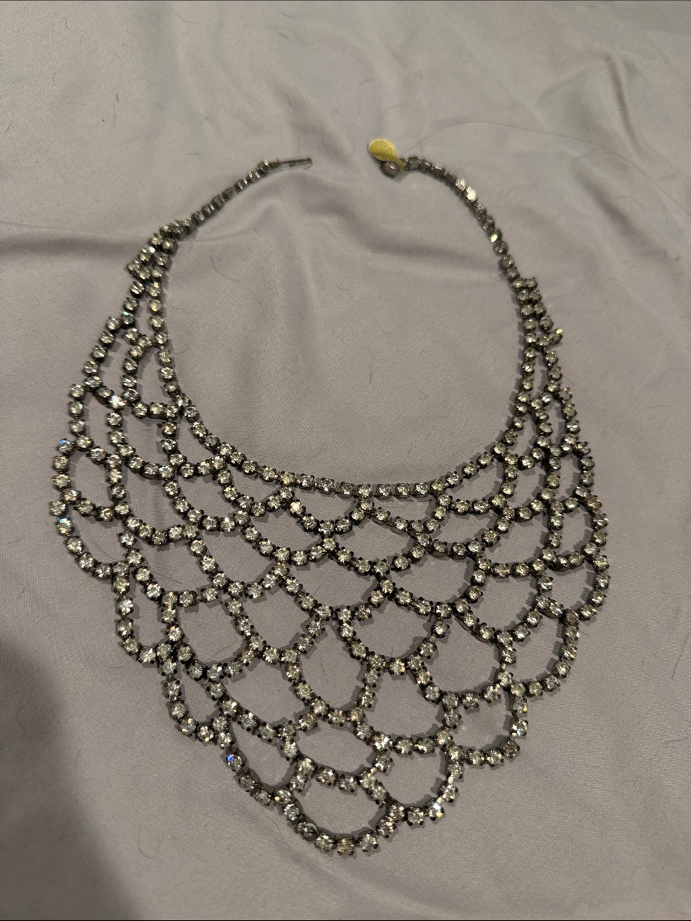 Rhinestone Statement Bib Necklace in Clear Crystal